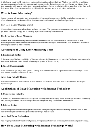 How Scanner Laser Measuring Enhances Project Coordination