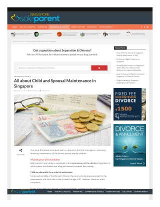 All about Child and Spousal Maintenance in Singapore