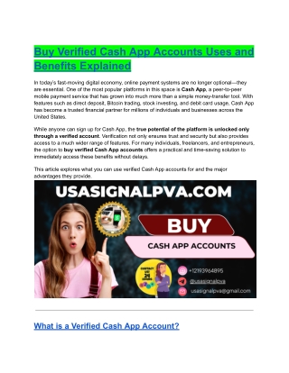 Buy Verified Cash App Accounts Uses and Benefits Explained