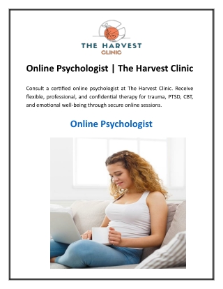 Online Psychologist  The Harvest Clinic