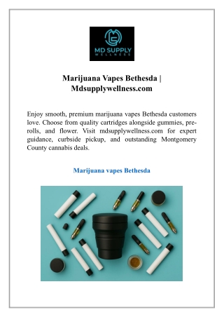 Marijuana Vapes Bethesda | Mdsupplywellness.com