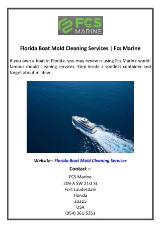 Florida Boat Mold Cleaning Services | Fcs Marine