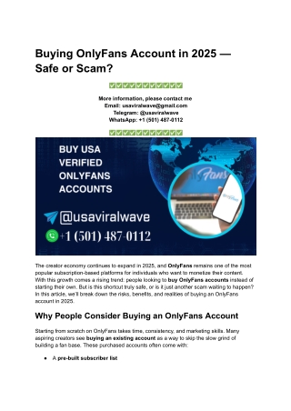 Buying OnlyFans Account in 2025 — Safe or Scam_