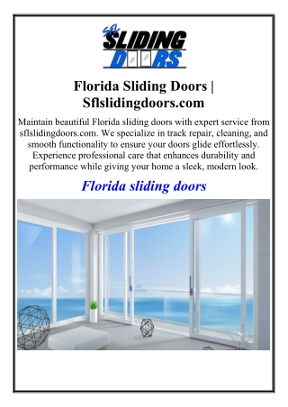 Florida Sliding Doors | Sflslidingdoors.com