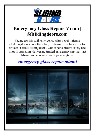 Emergency Glass Repair Miami | Sflslidingdoors.com