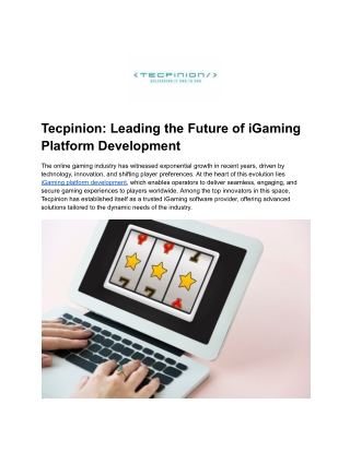 Leading the Future of iGaming Platform Development