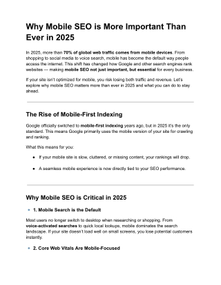 Why Mobile SEO is More Important Than Ever in 2025