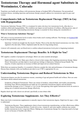 Testosterone Therapy Westminster