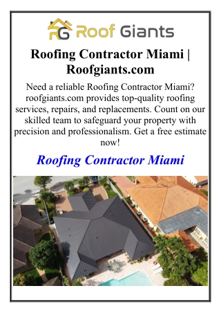 Roofing Contractor Miami | Roofgiants.com