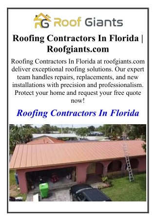 Roofing Contractors In Florida | Roofgiants.com