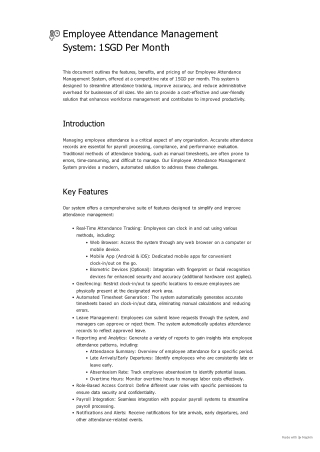 Employee Attendance Management System_ 1 SGD Per Month