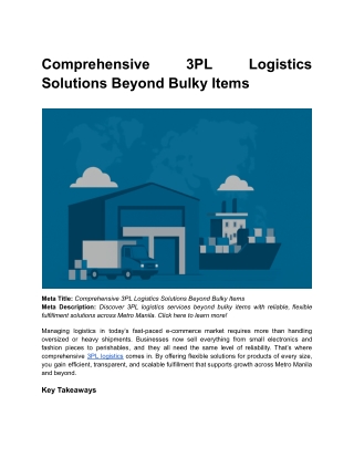 BLOG 1 _ Comprehensive 3PL Logistics Solutions Beyond Bulky Items
