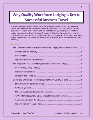 Why Quality Workforce Lodging is Key to Successful Business Travel
