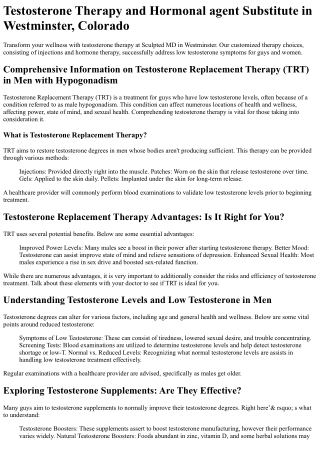 Testosterone Therapy Westminster