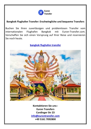 Bangkok Flughafen Transfer: Erschwingliche und bequeme Transfers