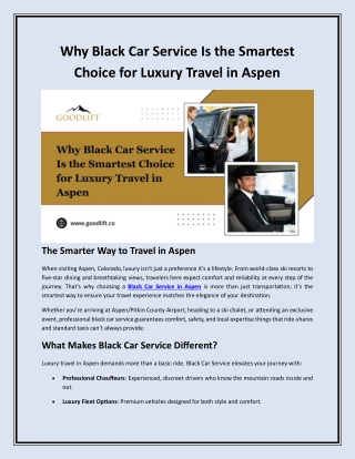 Reliable Black Car Service in Aspen for Airport
