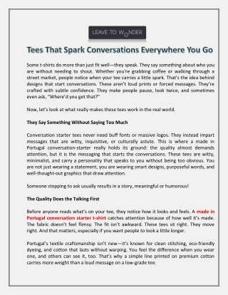 Tees That Spark Conversations Everywhere You Go