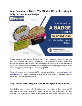 Your Brand on a Badge_ The Hidden ROI of Investing in Fully Custom Name Badges