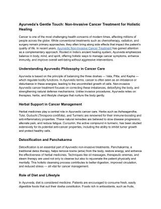 Ayurveda’s Gentle Touch_ Non-Invasive Cancer Treatment for Holistic Healing