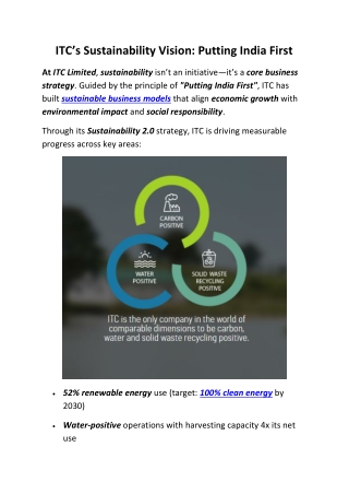 ITC’s Sustainability Vision | Driving Change for India