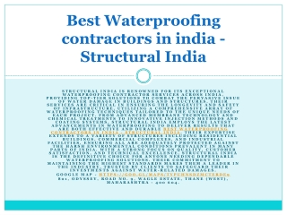 Waterproofing contractors Service in india - Structural India