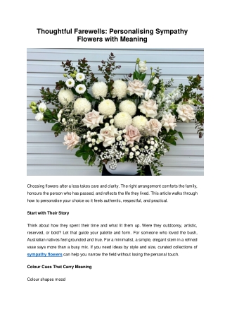 Thoughtful Farewells: Personalising Sympathy Flowers with Meaning
