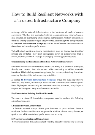 How to Build Resilient Networks with a Trusted Infrastructure Company