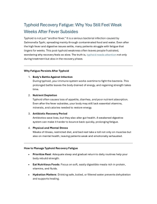 Typhoid Recovery Fatigue - Why You Still Feel Weak Weeks After Fever Subsides