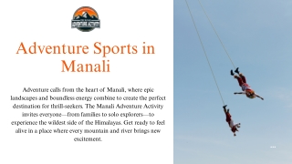 Adventure Sports in Manali