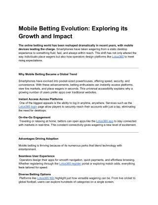 Smart Play Anywhere: The Rise of Mobile Betting with Lotus365