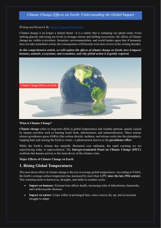Climate Change Effects on Earth: Understanding the Global Impact