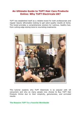 An Ultimate Guide to TUFT Hair Care Products Online: Why TUFT Electricals UK?