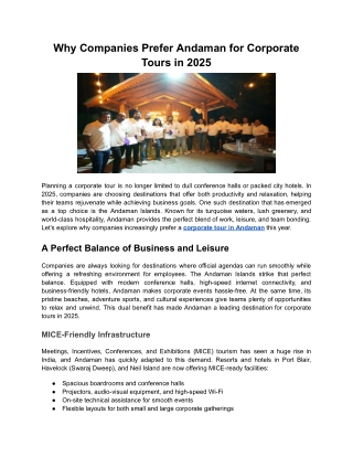 Andaman for Corporate Tours in 2025 - 2026