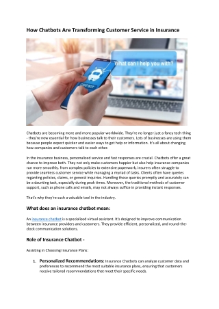 How Chatbots Are Transforming Customer Service in Insurance