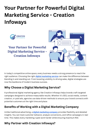 Your Partner for Powerful Digital Marketing Service - Creation Infoways