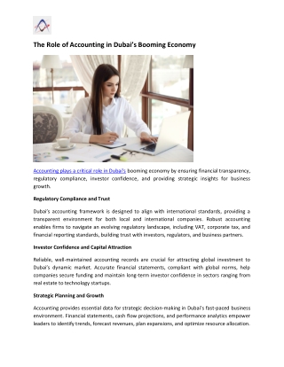 The Role of Accounting in Dubais Booming Economy