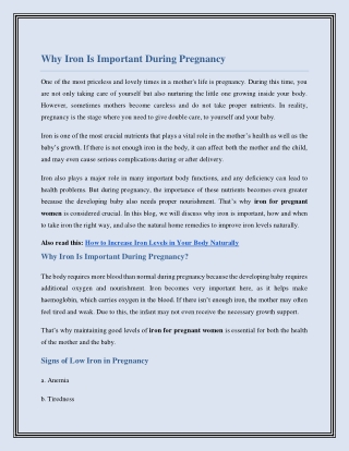 Why Iron Is Important During Pregnancy