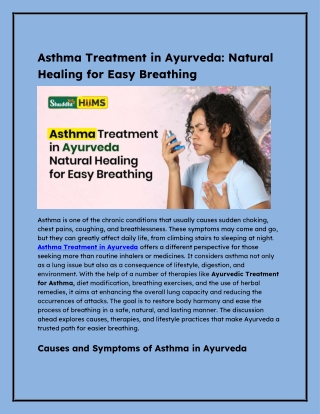 Asthma Treatment in Ayurveda – Natural Healing for Easy Breathing