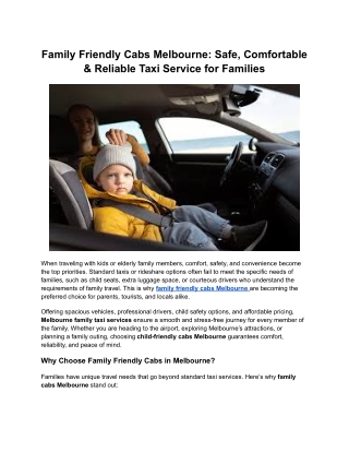 Family Friendly Cabs Melbourne_ Safe, Comfortable & Reliable Taxi Service for Families