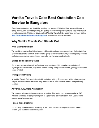 outstation cab service bangalore