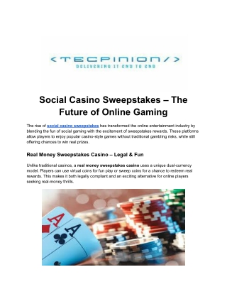Social Casino Sweepstakes – The Future of Online Gaming