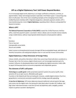 UPI as a Digital Diplomacy Tool