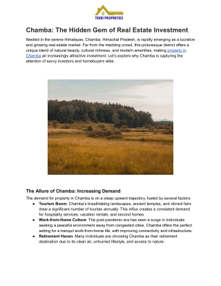 Chamba: The Hidden Gem of Real Estate Investment