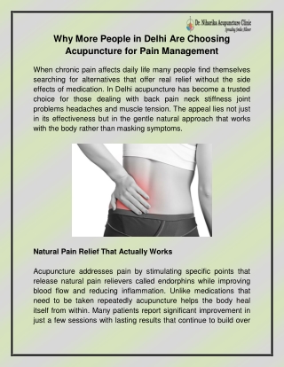 Best Acupuncture Clinic in Delhi