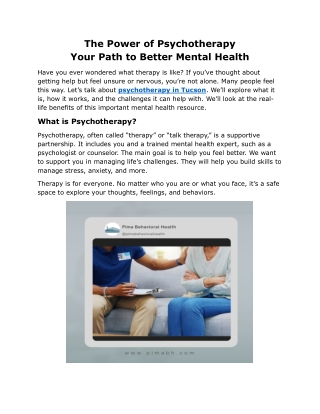 The Power of Psychotherapy Your Path to Better Mental Health