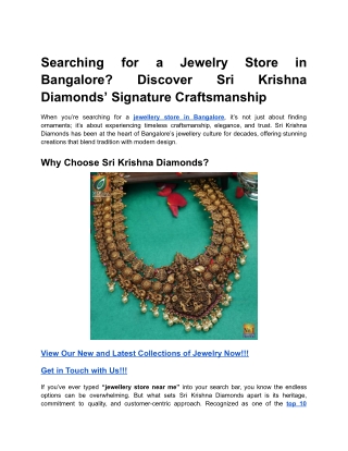Searching for a Jewelry Store in Bangalore