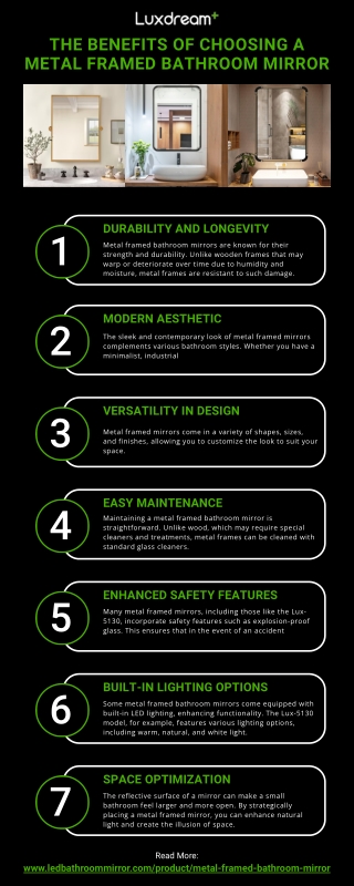 Metal Framed Bathroom Mirrors Advantages [Infographic]