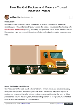 Gati Packers and Movers - How to Become a Reliable Relocation Partner