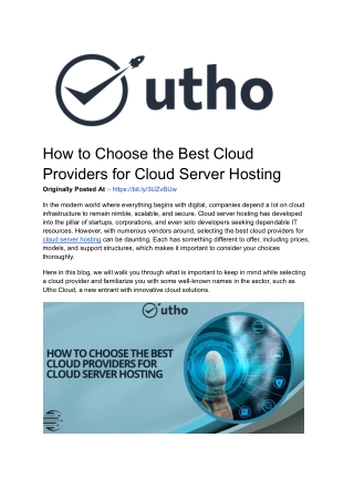 How to Choose the Best Cloud Providers for Cloud Server Hosting