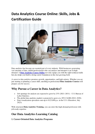 Data Analytics Course Online Skills, Jobs & Certification Guide